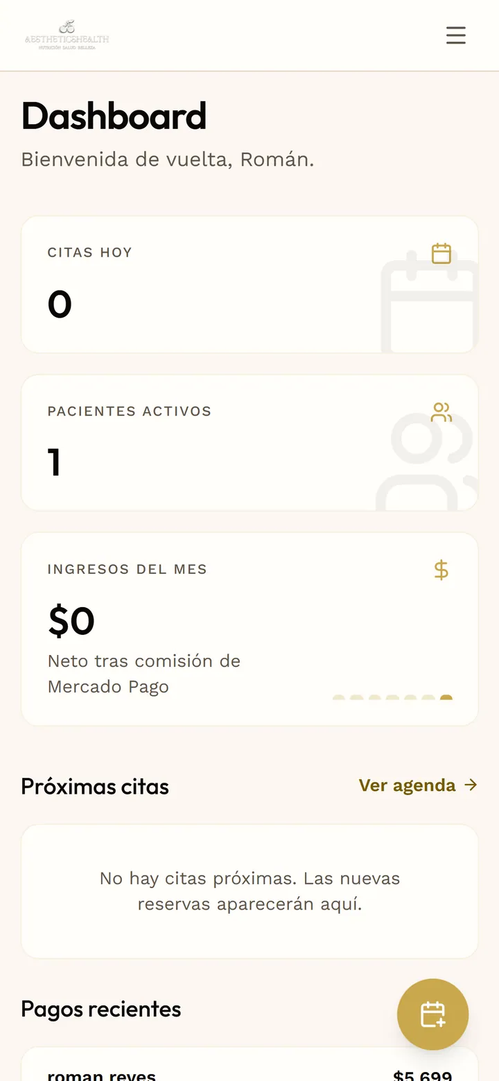AestheticHealth: Panel de la clínica