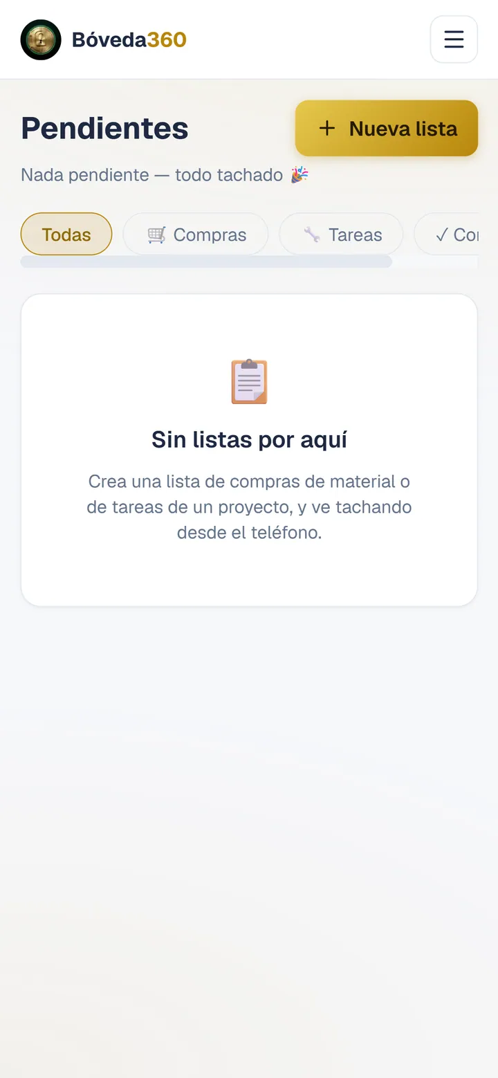 Bóveda360: Listas